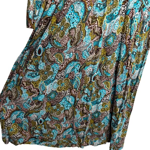 Vintage Rag Retro Paisley Print 3/4 Sleeve Stretchy Flowy Dress 1X Made In USA - Picture 3 of 7